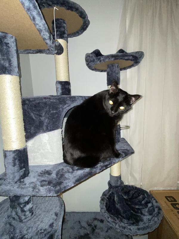 YAHEETECH 79in Plush Cat Tree & Condo, Beige