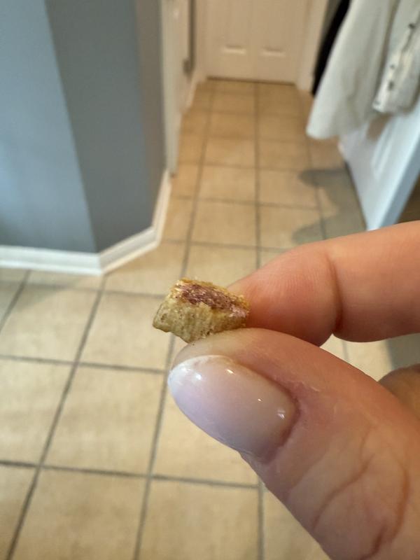 Cut in half, strawberry filling