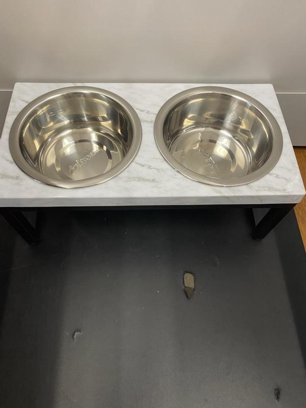 FRISCO Marble Print Stainless Steel Double Elevated Dog Bowl, Gold Stand,  Medium: 3 cup - Chewy.com