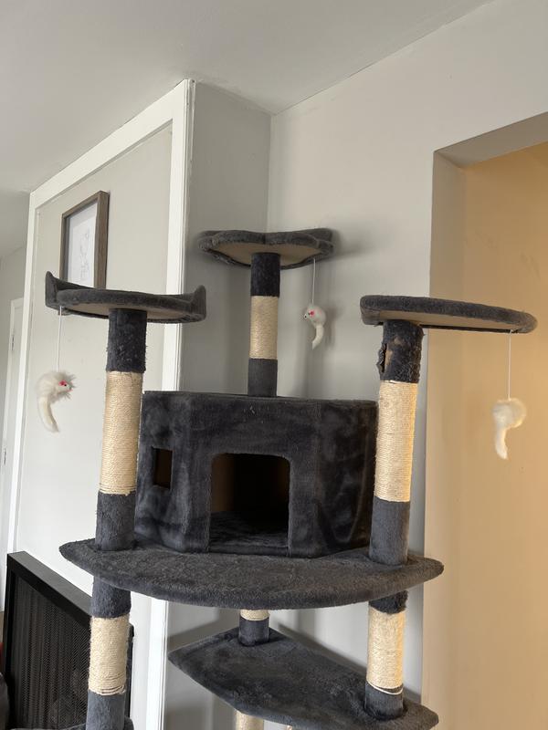 GO PET CLUB 80-in Faux Fur Cat Tree & Condo, Beige - Chewy.com