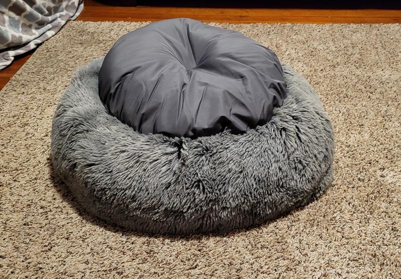 FRISCO Eyelash Cat & Dog Bolster Bed, Large, Silver