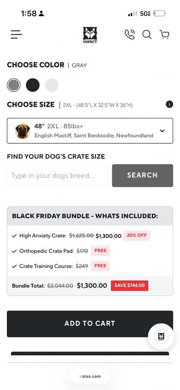 This is a screen shot directly from impact crates website