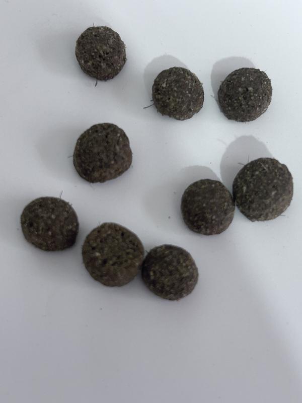 You can see the little hairs poking out of the kibble. This is found throughout.