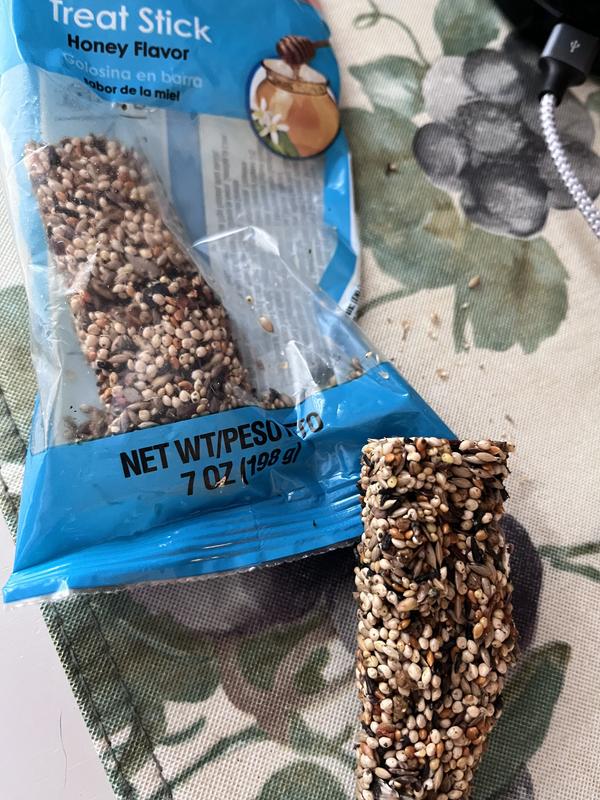 Damaged in delivery.  Unable to attach the treats to his cage.