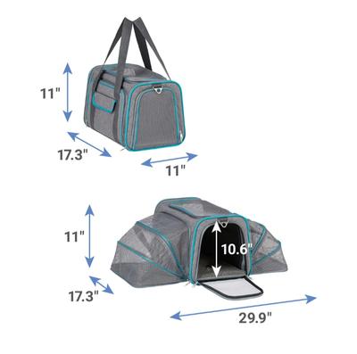 FRISCO Soft Double Sided Expandable Airline Compliant Dog & Cat Carrier,  Gray, Medium 