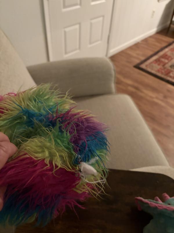 Was pulling stuffing out and eating before I stopped him, swallowing some