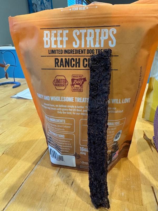 The size of the treat compared to the bag.