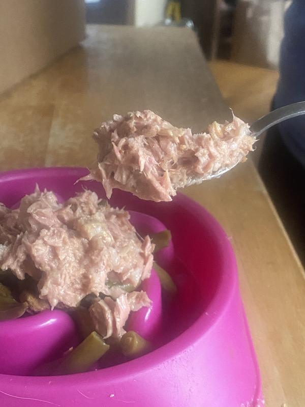 Looks like tuna, smells like tuna, it must be tuna and the dogs LOVE it!!!