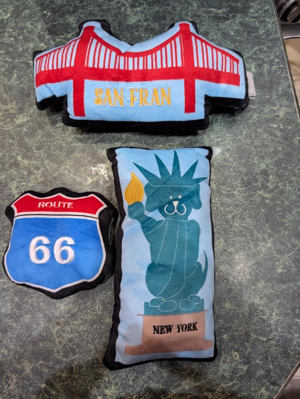 Frisco Raod Trip sightseeing Plush Squeak Dog Toy 3 pack