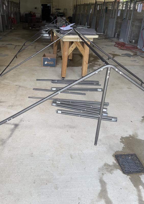 It was easier to do the main assembly on a very flat surface, but with extra hands and a level space it would be relatively easy.