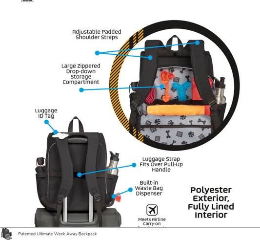 Inside back of backpack