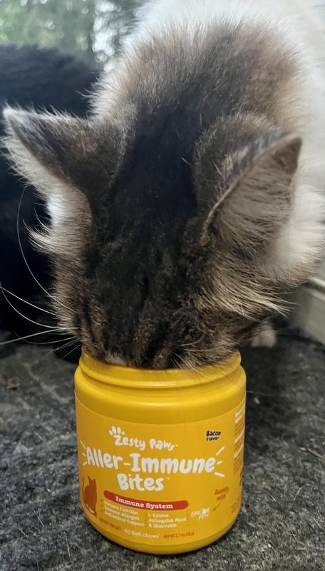 Zesty Paws Aller-Immune Bites Bacon Flavored Lysine Supplement for Cats, 60 count