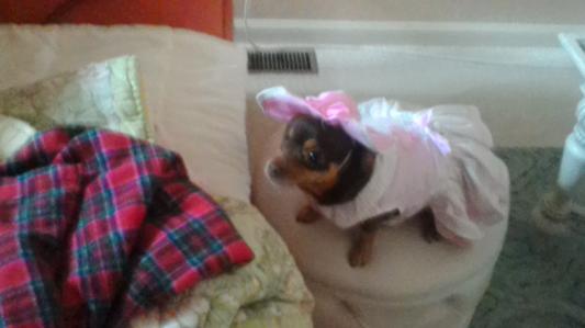 Brandy getting dressed for Mothers Day