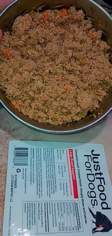 JUSTFOODFORDOGS Large Breed Support Beef & Brown Rice Fresh Frozen