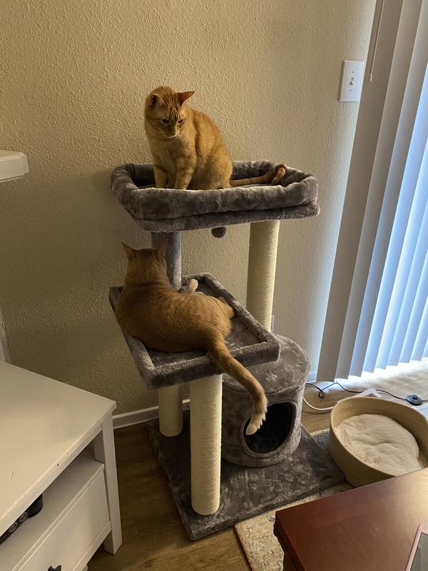 FRISCO 42in Heavy Duty Faux Fur Cat Tree & Condo, Gray