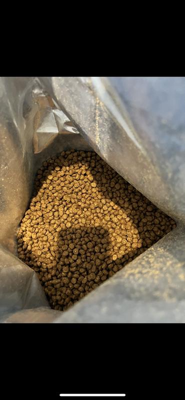 Much lighter than previous bags; reposted pic of darker/original kibble from other customers review for comparison