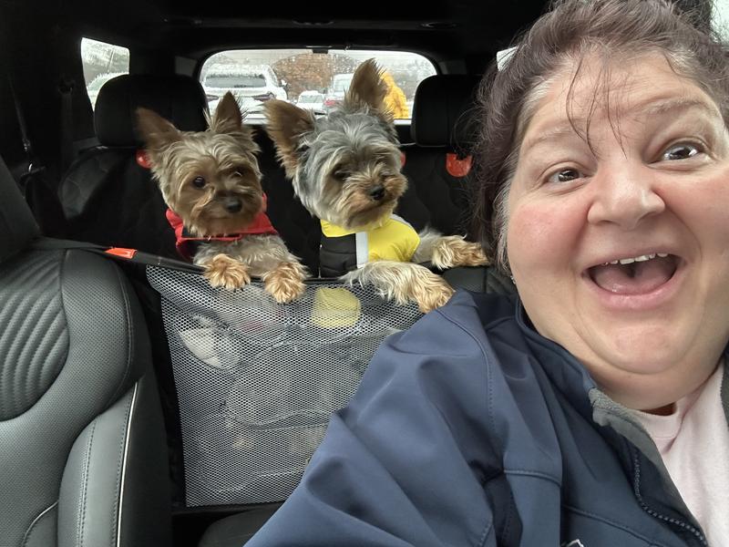 Having fun driving in mommy’s car