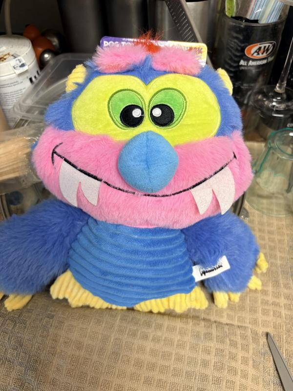 HASBRO My Pet Monster & Crunch Squeaky Plush Dog Toy, Blue, 14-in