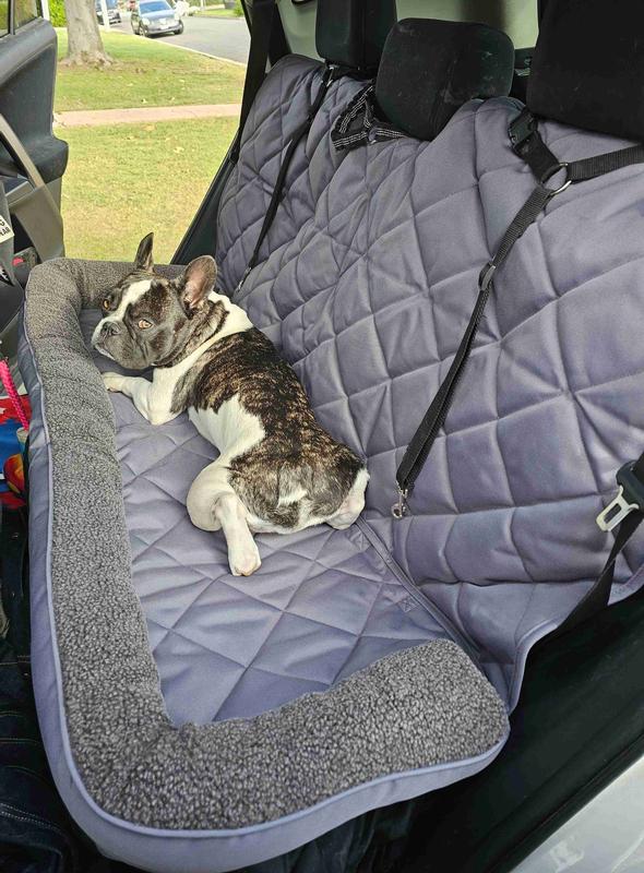 3 Dog Pet Supply Shearling Quilted Dog Seat Protector with Bolster, 26 L X  54 W