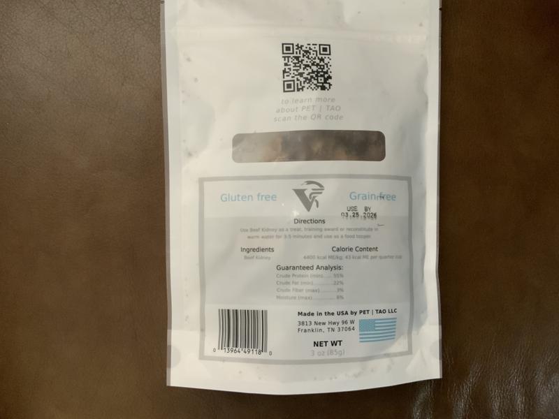 Pet Tao Beef Kidney - package back