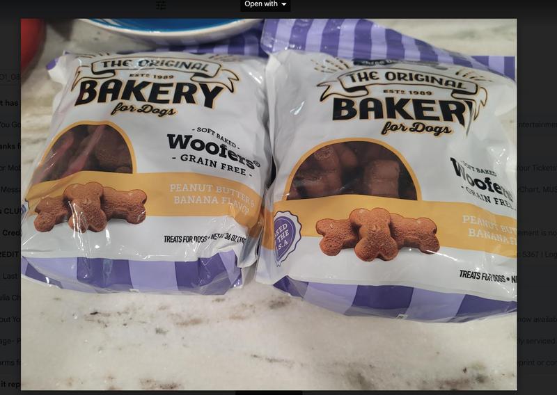 THREE DOG BAKERY Woofers GrainFree Peanut Butter & Banana Woofers Dog