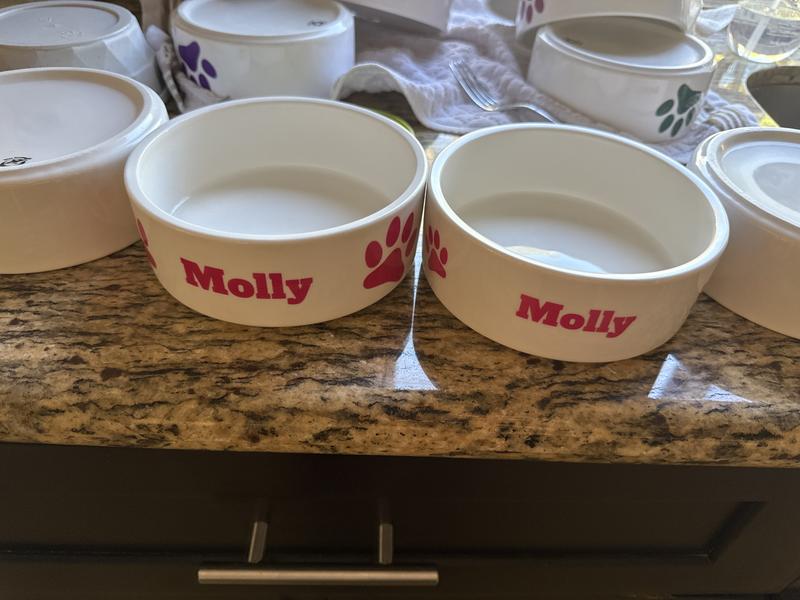 Smaller lettering and paw prints