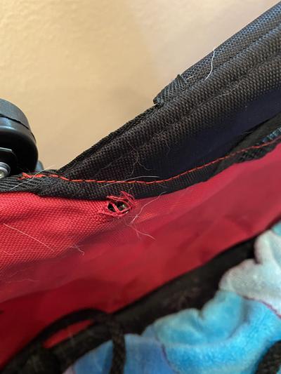 fraying by upper carriage where it folds