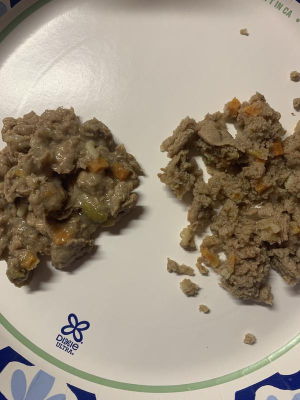 Left side is the original formula, the right side is the recent order that’s dry and crumbly