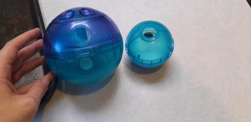 Size comparison with a 3" treat ball