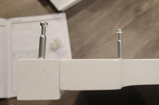 2 Cam Screws/Bolts (Left Bolt leans right; Right Bolt is perfectly straight)