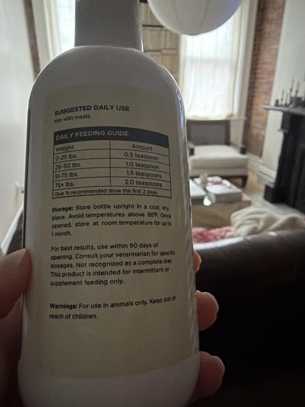 Suggested daily use instructions on bottle