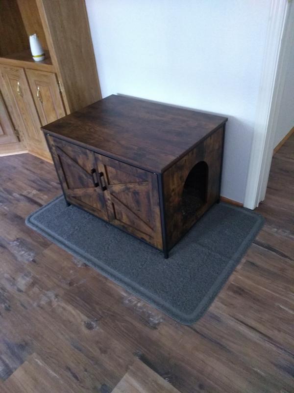 UNIPAWS Cat Litter Box Enclosure with Top Opening, Large, Walnut ...