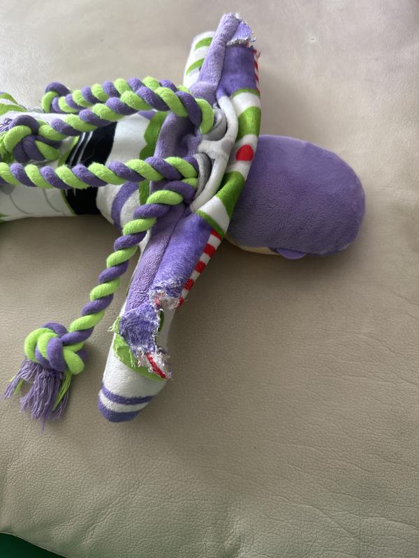 Pixar Holiday Buzz Lightyear with Candy Cane Plush Squeaky Dog Toy