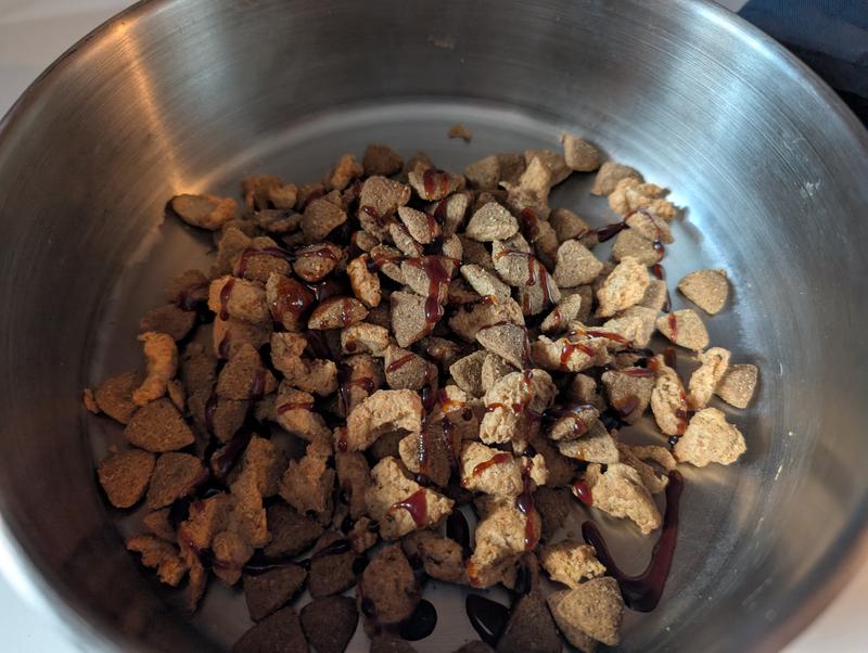 Swirled on kibble, before adding water