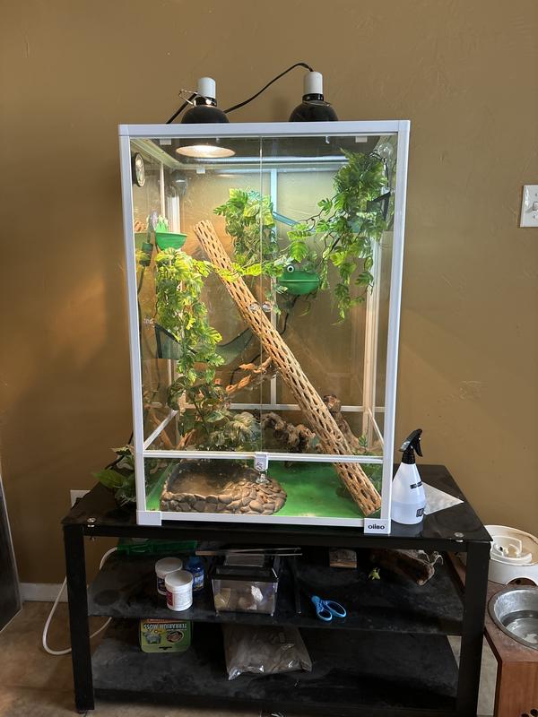 OIIBO 2-in-1 Glass Screen & Mesh Ventilation Double Hinge Door Reptile ...