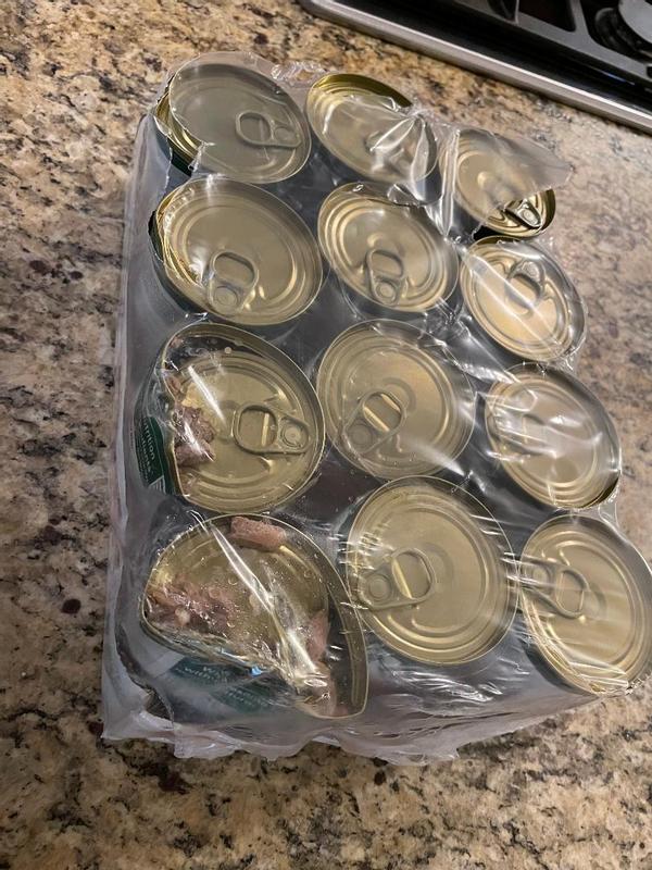 BOX OF THE HEARTY STEW TENDER CHICKEN WAS DAMAGED