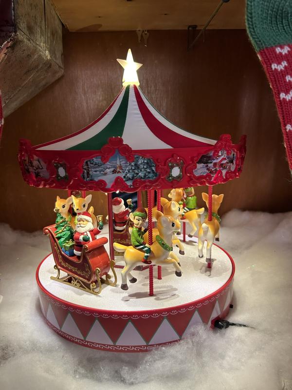 Mr.Christmas メリーゴーランド Mr. Christmas 13.5-in Lighted Musical Animatronic Decoration