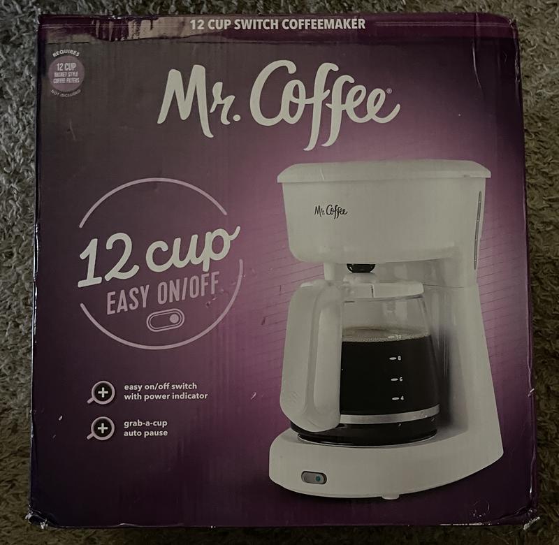 Mr. Coffee 12 Cup Coffee Maker with Easy On/Off LED Switch, White