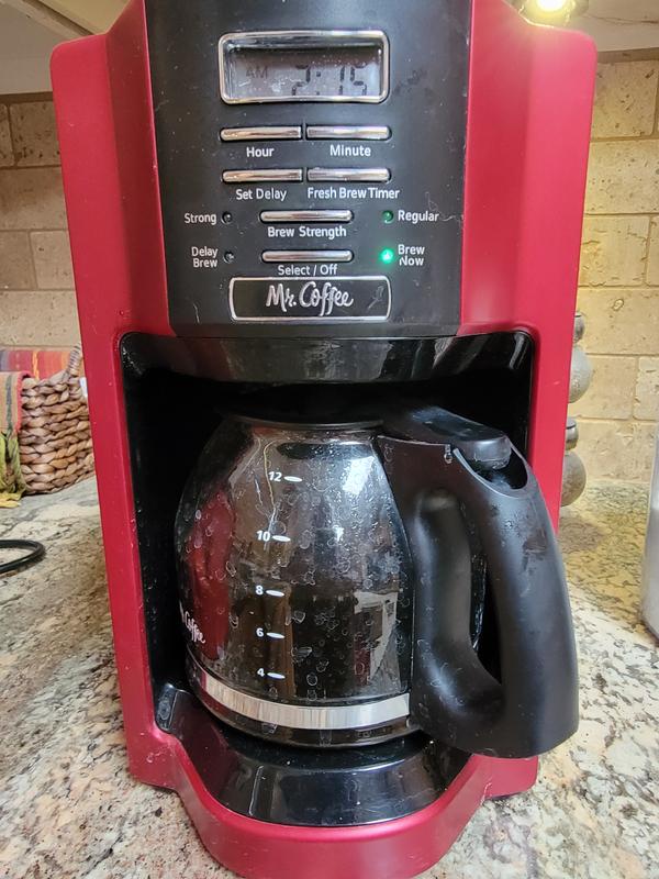 Mr. Coffee 12-Cup in Red Programmable Coffee Maker with Strong