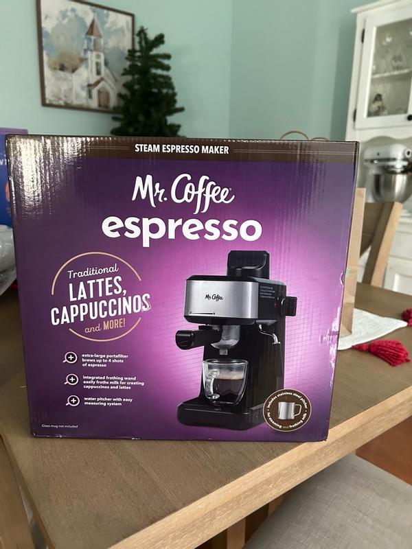 Mr. Coffee 4-Shot Steam Espresso, Cappuccino, and Latte Maker in Black