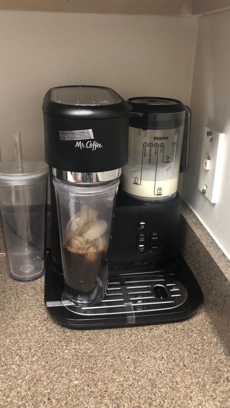 Mr. Coffee Frappe Single-Serve Iced and Hot Coffee Maker/Blender with 2  Reusable Tumblers and Coffee Filter - Black 1 ct