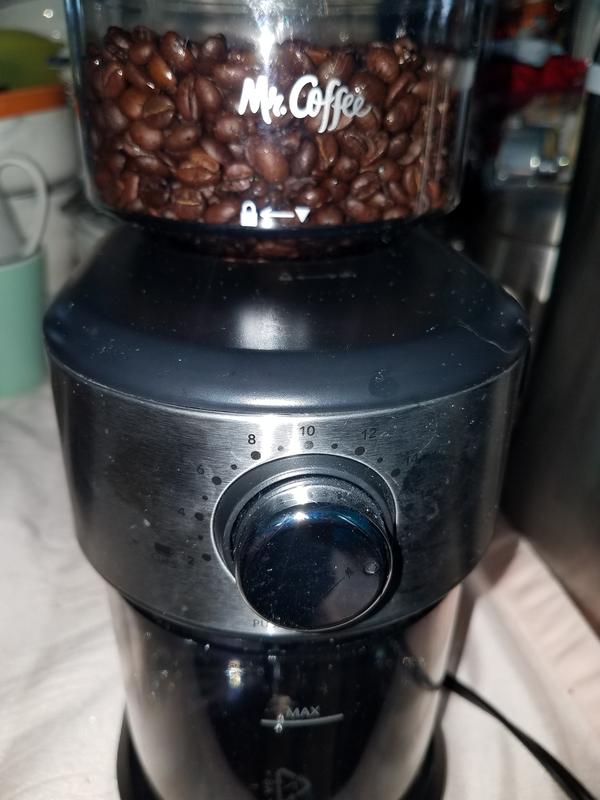 Mr. Coffee 18 Cup 144 oz. Stainless Steel Cafe Grind Automatic Burr Coffee  Grinder 2141813 - The Home Depot