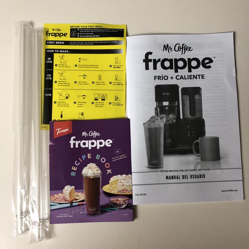 Mr. Coffee 3-in-1 Single-Serve Frappe, Iced & Hot Coffee Maker & Blender  w/Reusable Filter, Scoop, Recipe Book, 2 Tumblers, Lids and Straws, Lavender
