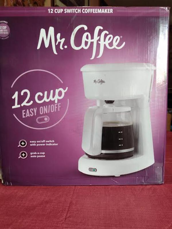 Mr. Coffee 12 Cup Coffee Maker with Easy On/Off LED Switch, White