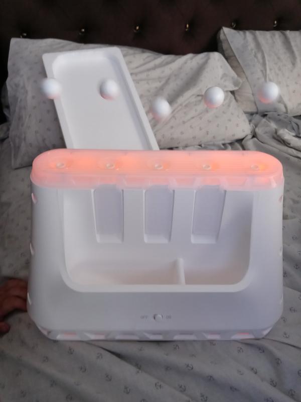 The foam balls are floating