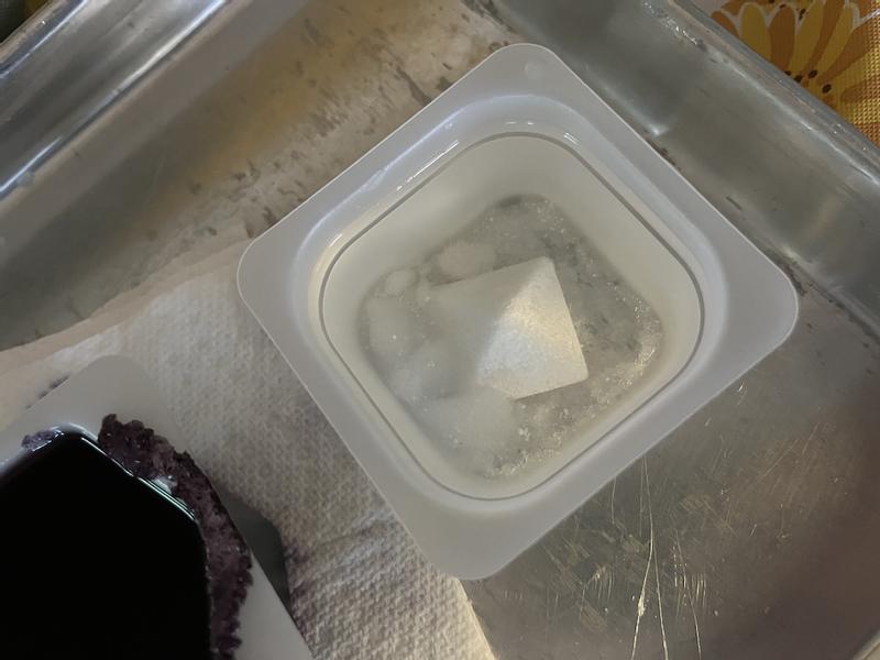 White crystal growing.