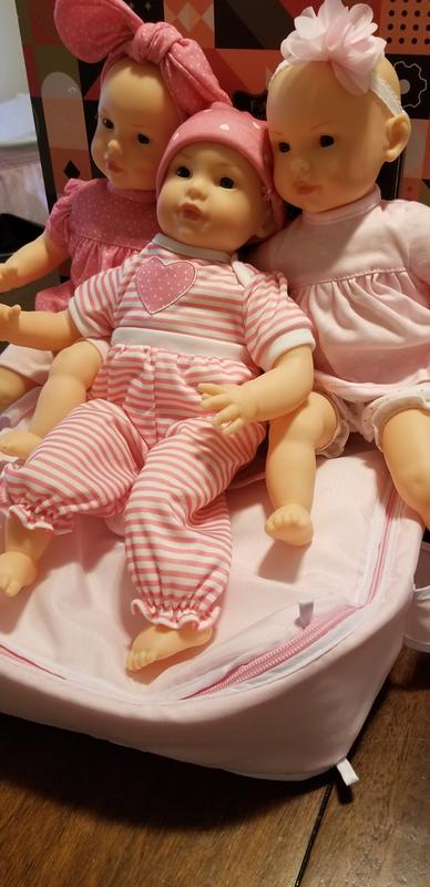 Fao schwarz baby doll deals triplets with backpack set