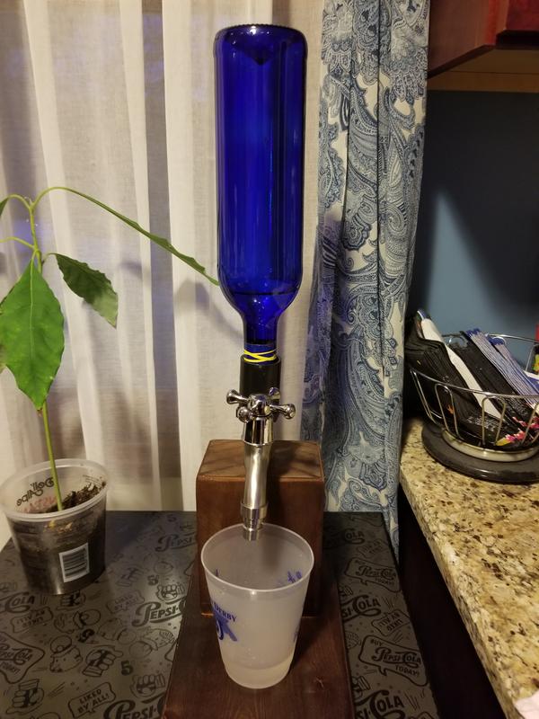 Dispenser with a good fitting bottle.