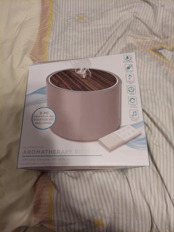 Sharper Image - Diffuser Ultrasonic Aromatherapy Wood Lid and Ceramic LED with Sound 150mL