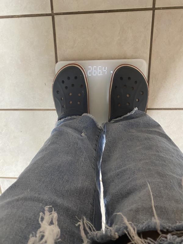 Scales lights up with the weight.